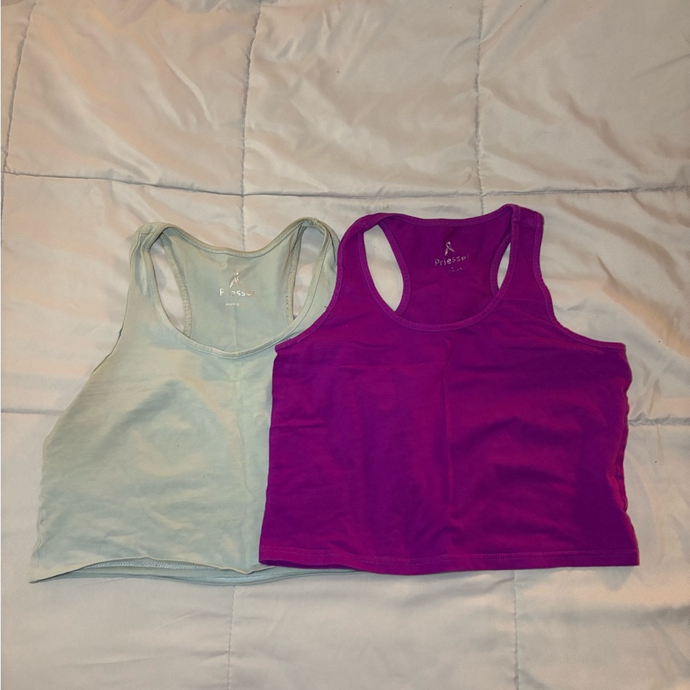 Women's Racerback Tank Tops - Purple and Light Blue
